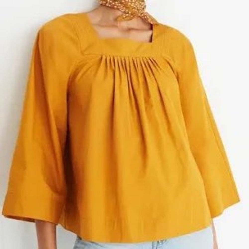 Madewell golden yellow top women's size medium trendy modern cottagecore new